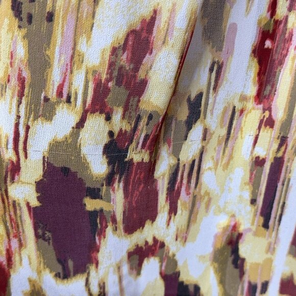 Blouse Top Two by Vince Camuto Brown Amber Burgundy Sheer Button Front LS Sz L - Picture 7 of 10
